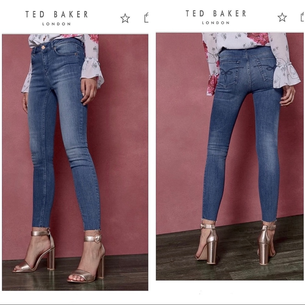 TED BAKER Aciee Mid-Rise Jeans, Med Wash, Size 26